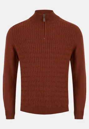 6th Sense Diego Half Zip Sweater - Cinnamon