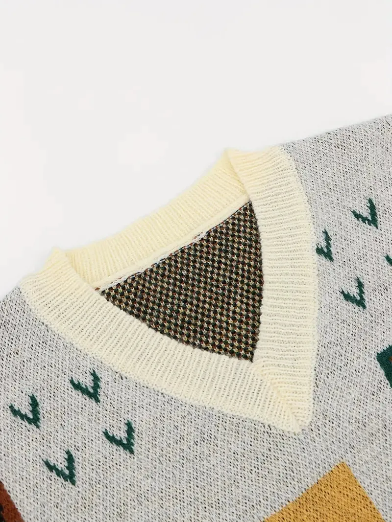 Abstract Patchwork Oversized Vest