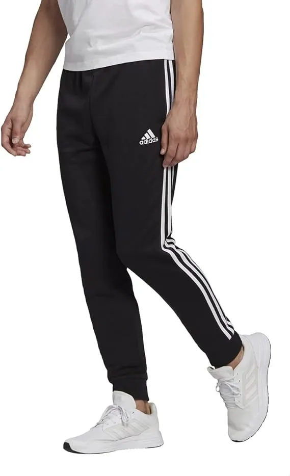 adidas Essentials French Terry Tapered Cuff 3-Stripes Pants GK8831 Black/White