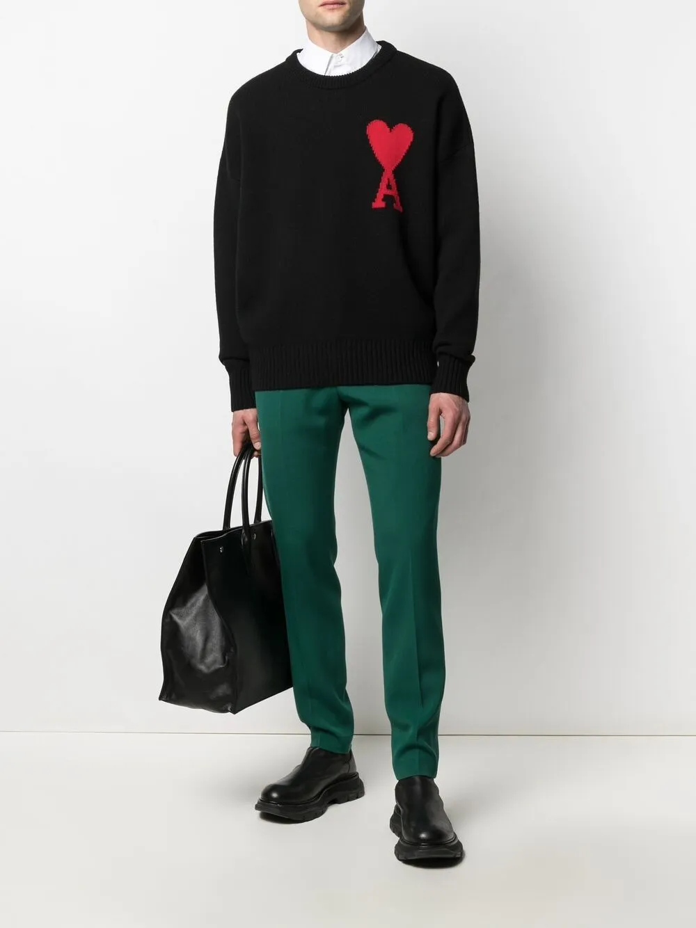 AMI De Coeur Logo Knitted Sweatshirt Black