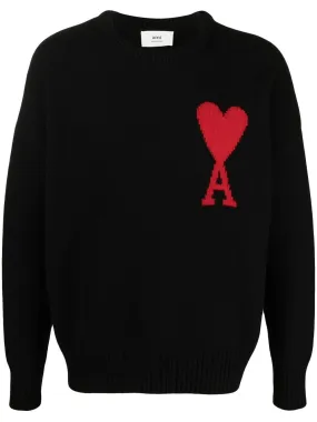 AMI De Coeur Logo Knitted Sweatshirt Black