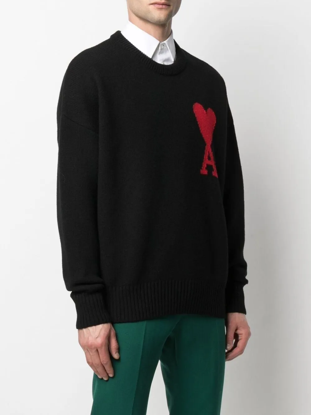 AMI De Coeur Logo Knitted Sweatshirt Black