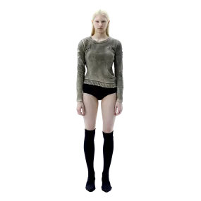(Ariella) Old Knit Top — Washed Khaki