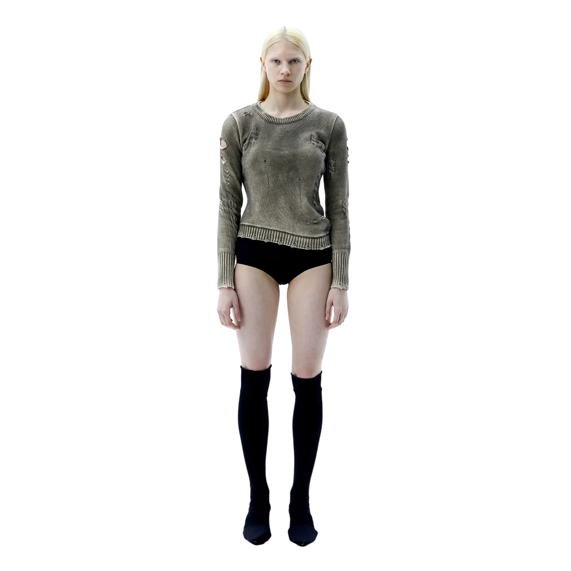 (Ariella) Old Knit Top — Washed Khaki