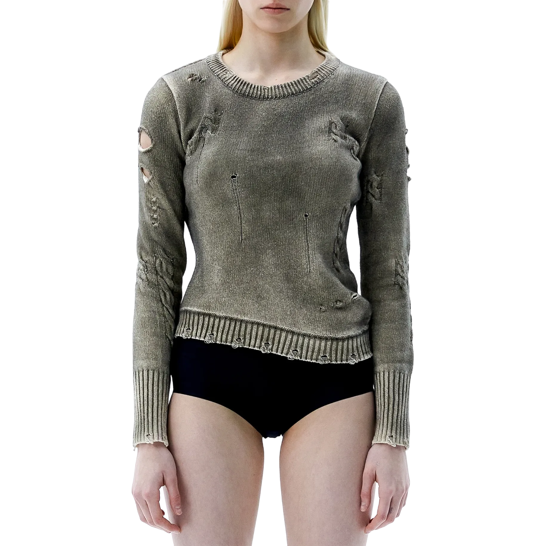 (Ariella) Old Knit Top — Washed Khaki