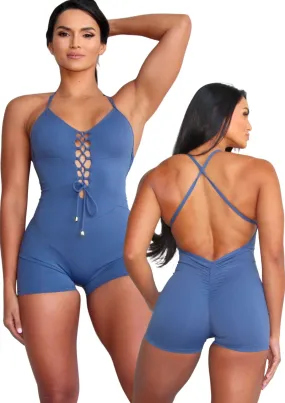 Basics Heartbreaker Jumpsuit Short - Soft Navy