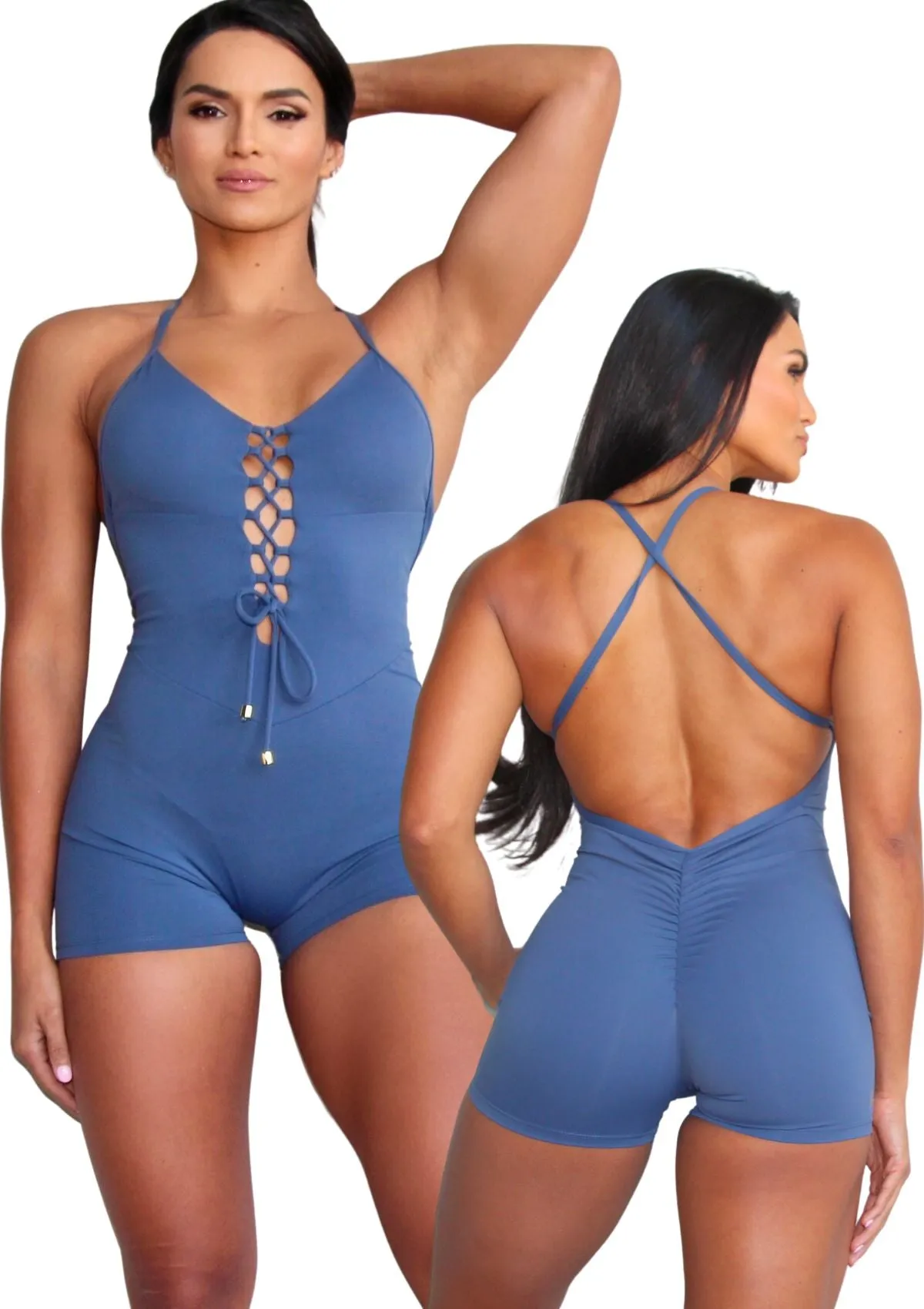 Basics Heartbreaker Jumpsuit Short - Soft Navy