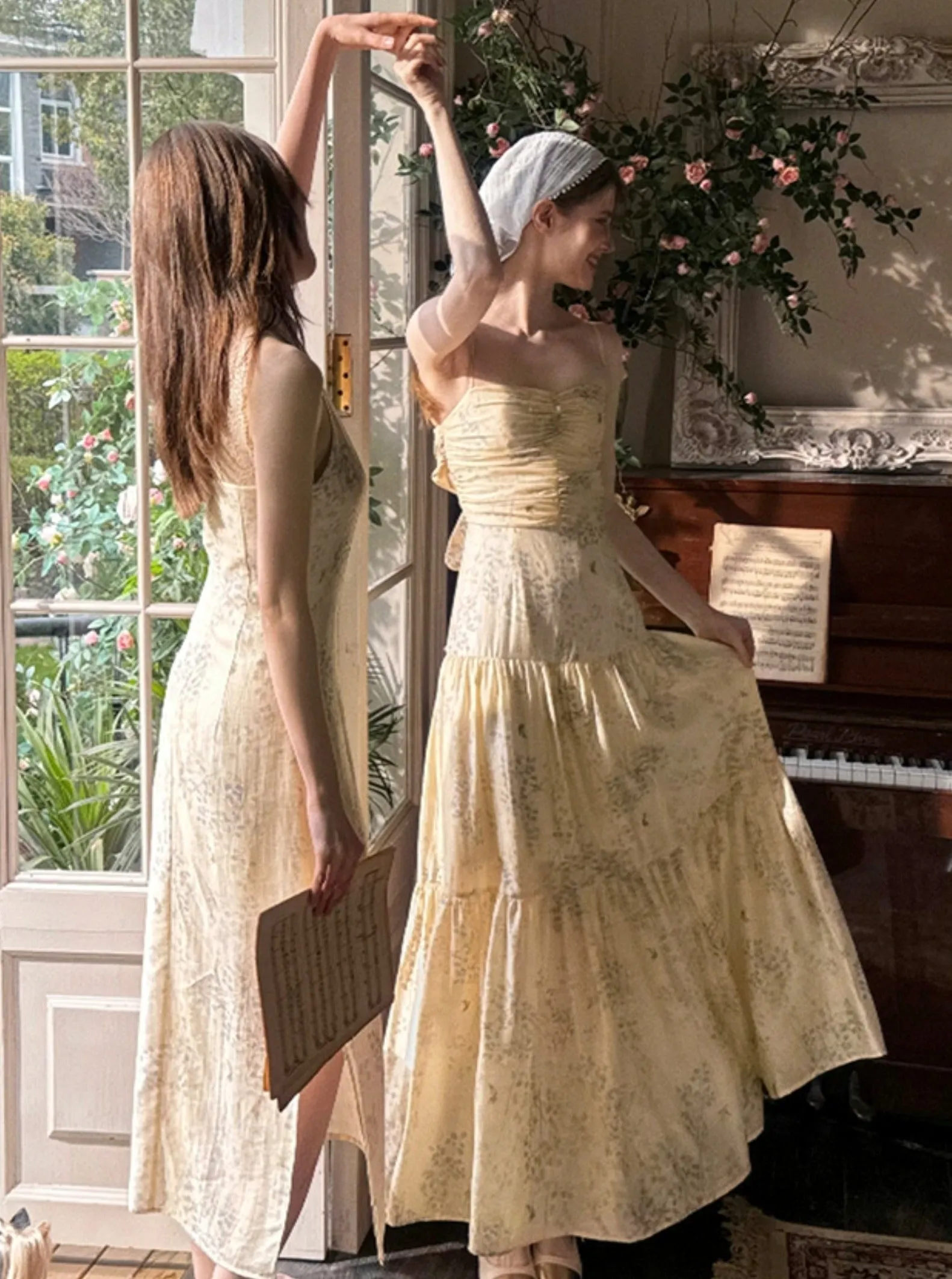 Begonia Print French Slip Dress