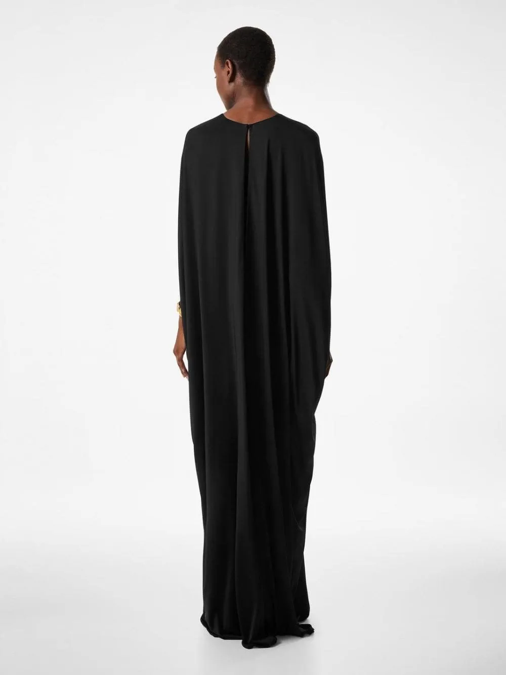 Black Satin Stretch Jersey Kaftan