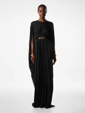 Black Satin Stretch Jersey Kaftan
