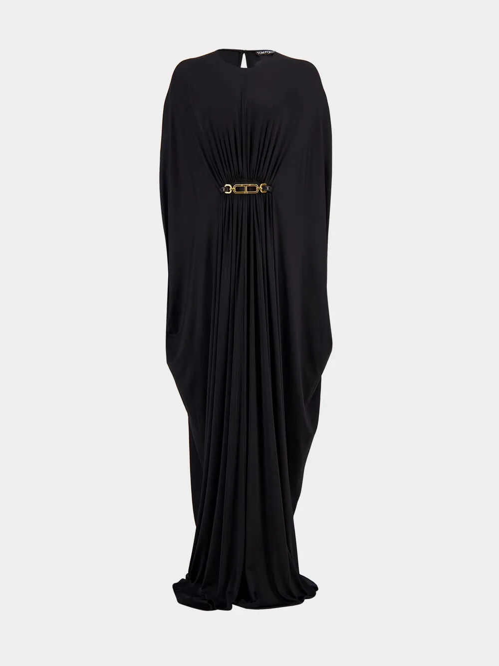 Black Satin Stretch Jersey Kaftan