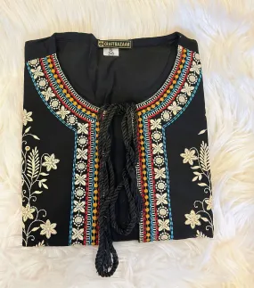 Bohemian Sleeveless Black Waist Coat
