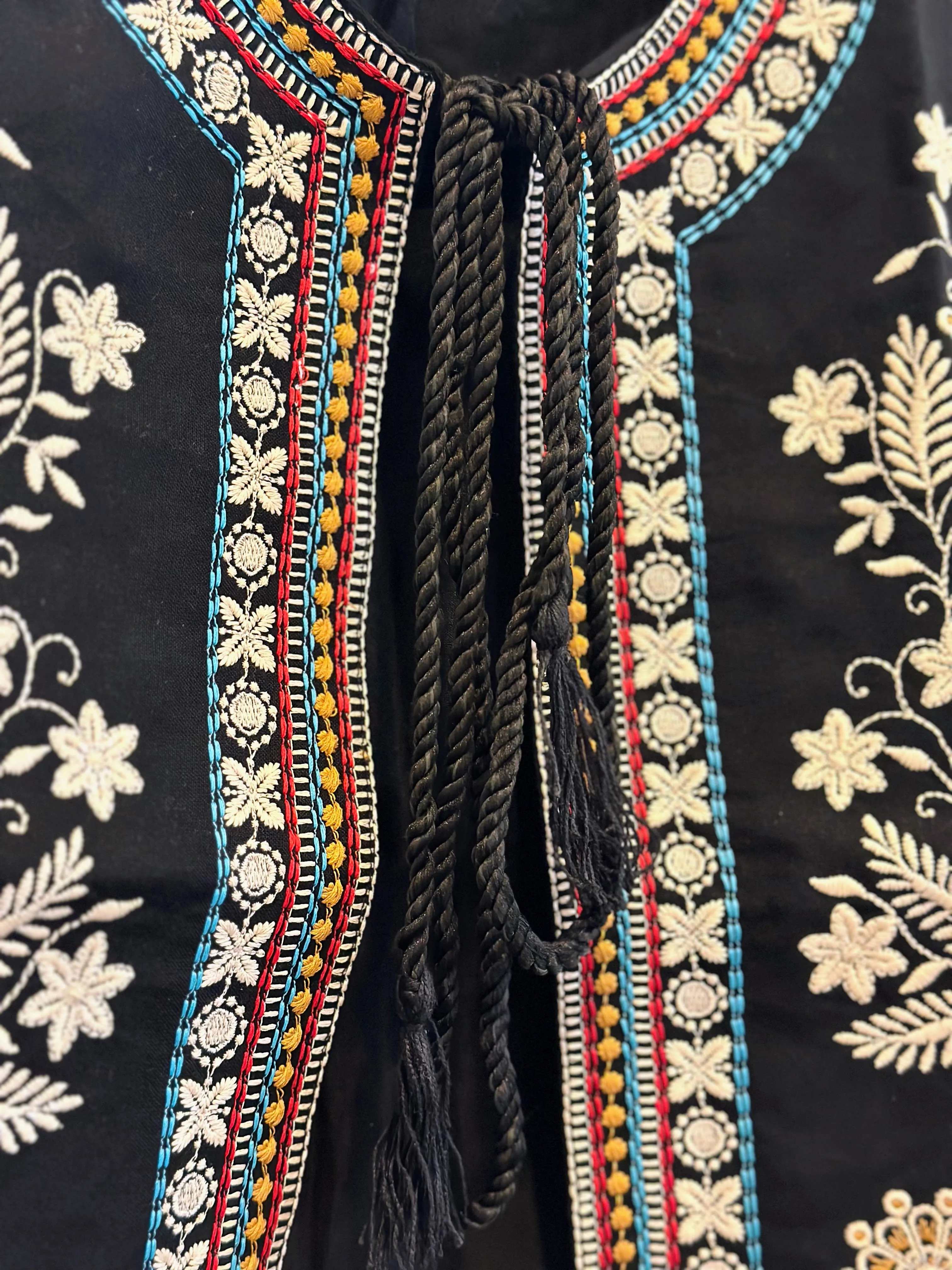Bohemian Sleeveless Black Waist Coat
