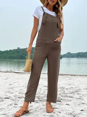 Casual Nine-pocket Wide-leg Bib Pants