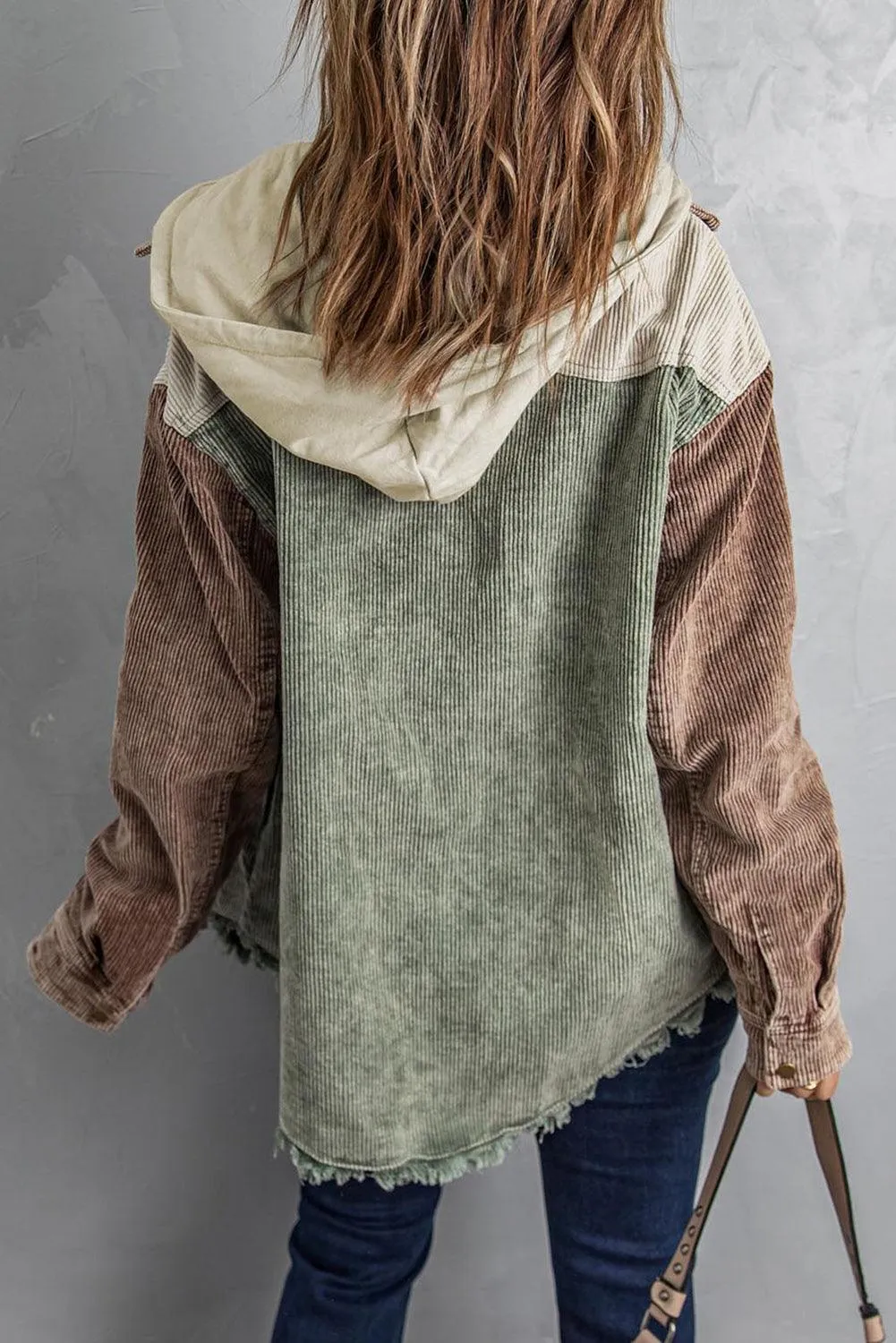 Cool Hooded Shacket with Frayed Hem