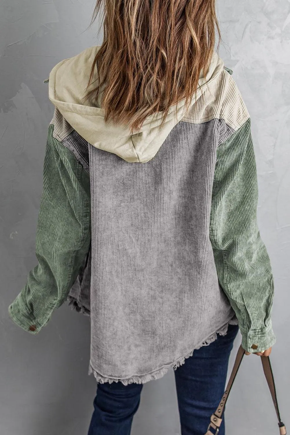 Cool Hooded Shacket with Frayed Hem