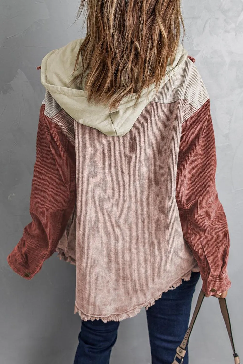 Cool Hooded Shacket with Frayed Hem