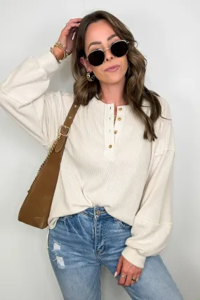 Cozy Outcome Ribbed Henley Top