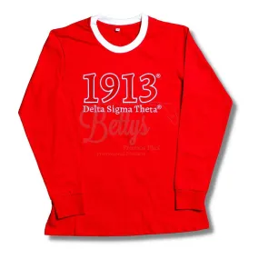 Delta Sigma Theta ΔΣΘ 1913 Embroidered Long Sleeve T-Shirt
