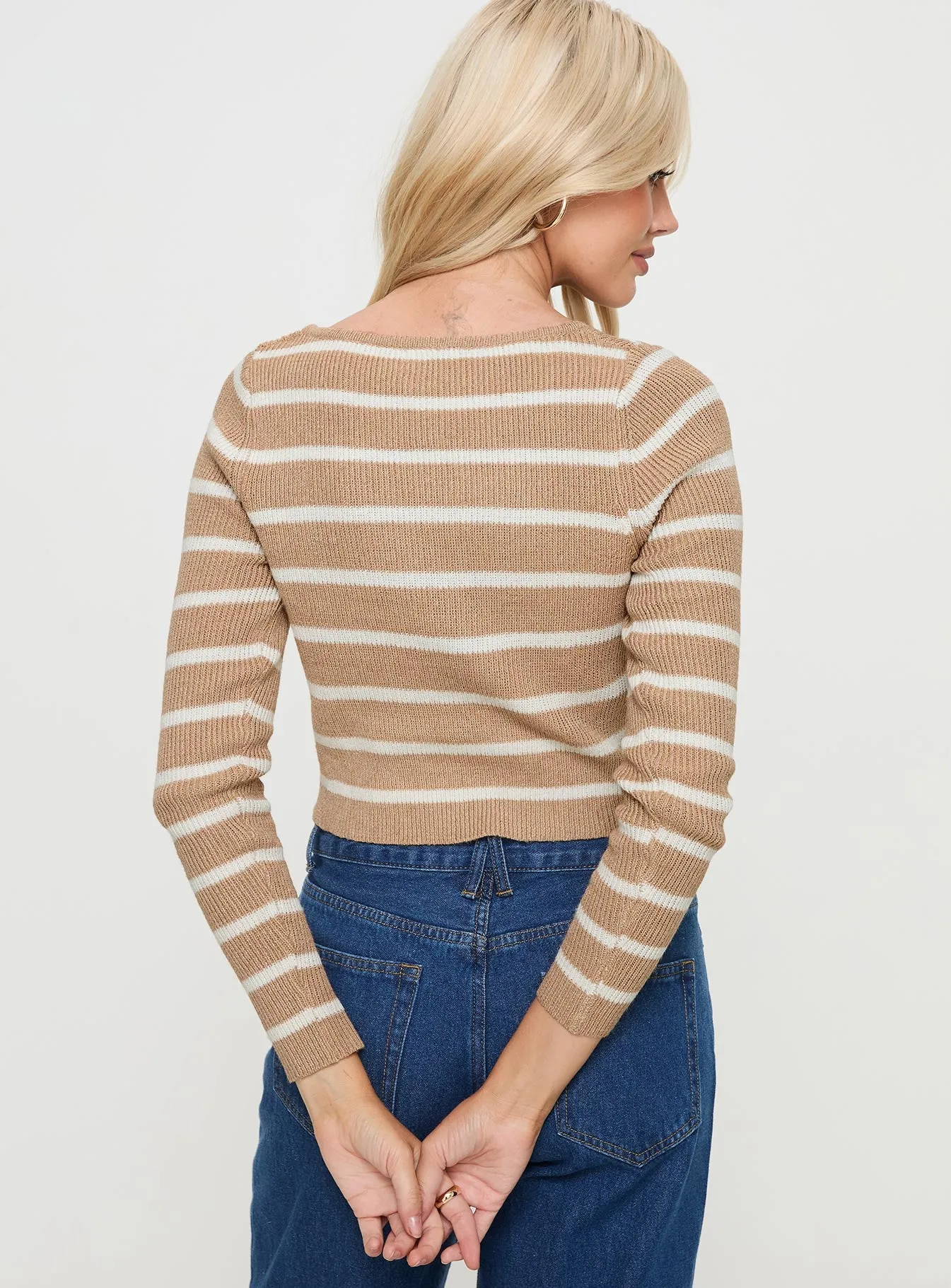 Devis Long Sleeve Top Beige / White