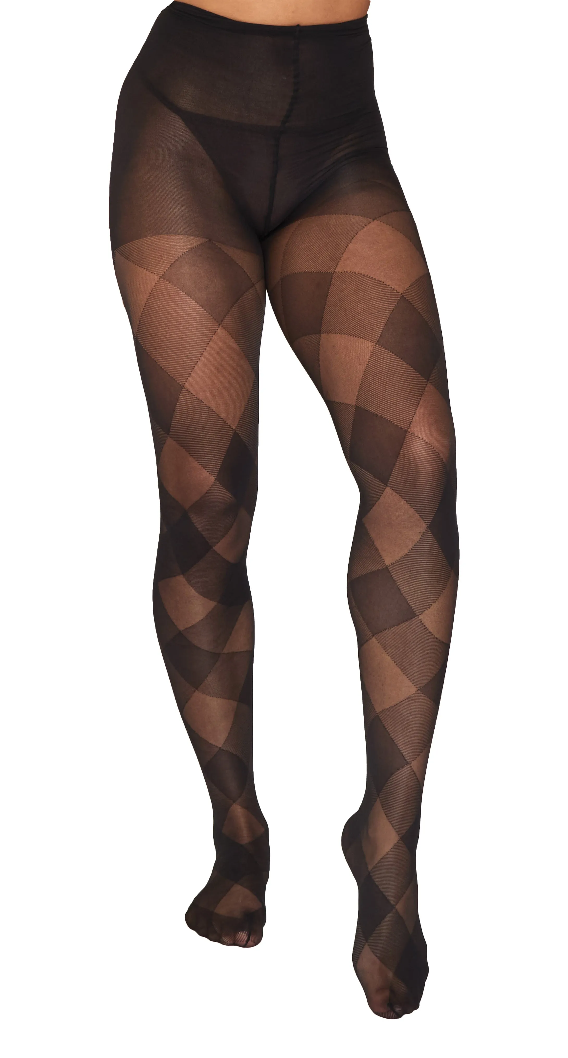 Diagonal Check Sheer Tights