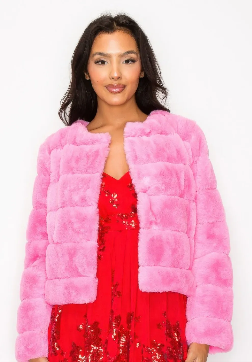 Faux Fur Buttoned Quilted Jacket