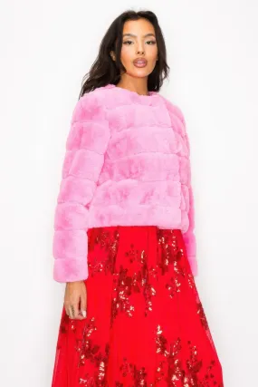 Faux Fur Buttoned Quilted Jacket