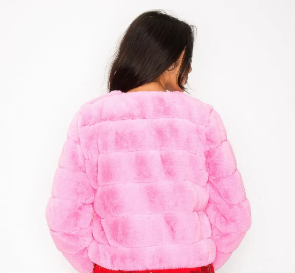 Faux Fur Buttoned Quilted Jacket