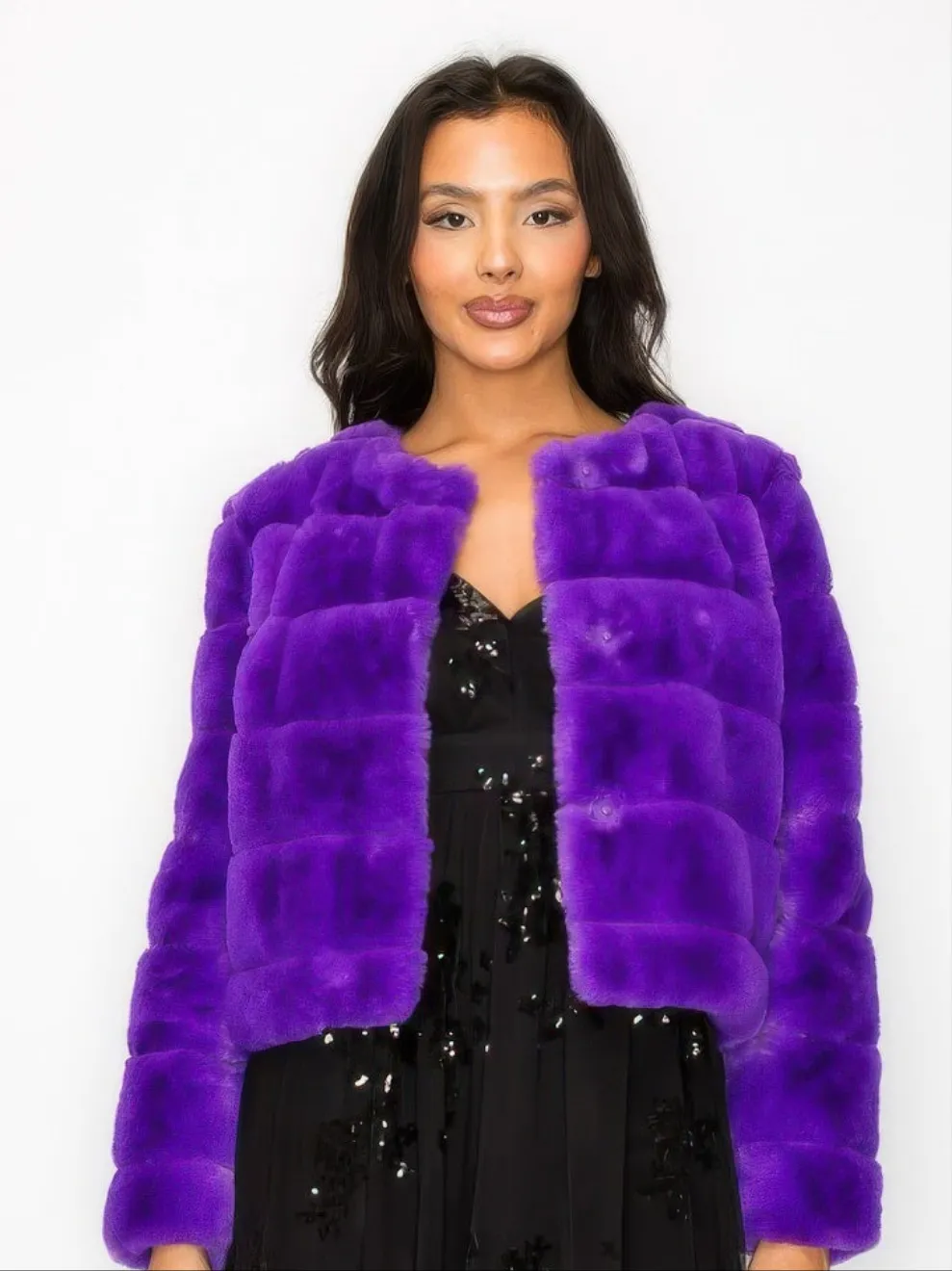 Faux Fur Buttoned Quilted Jacket