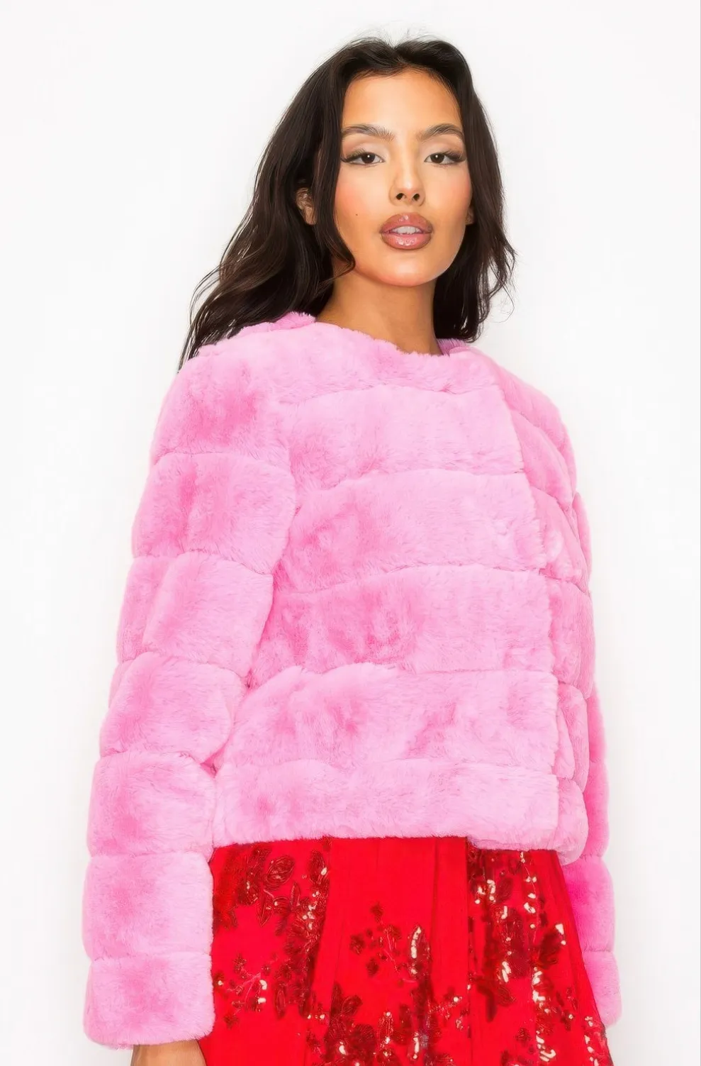 Faux Fur Buttoned Quilted Jacket
