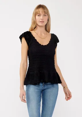 Flutter Sleeve Crochet Peplum Top