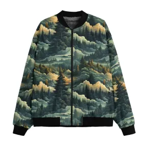 Forest / Woods Bomber jacket, Fleece Jacket, Poly Bomber Jacket, Bomber Coat,