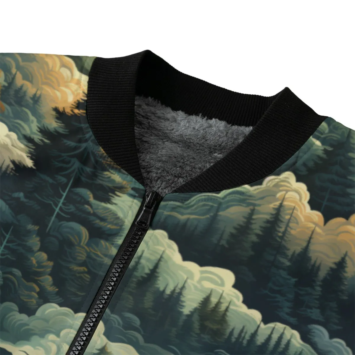 Forest / Woods Bomber jacket, Fleece Jacket, Poly Bomber Jacket, Bomber Coat,