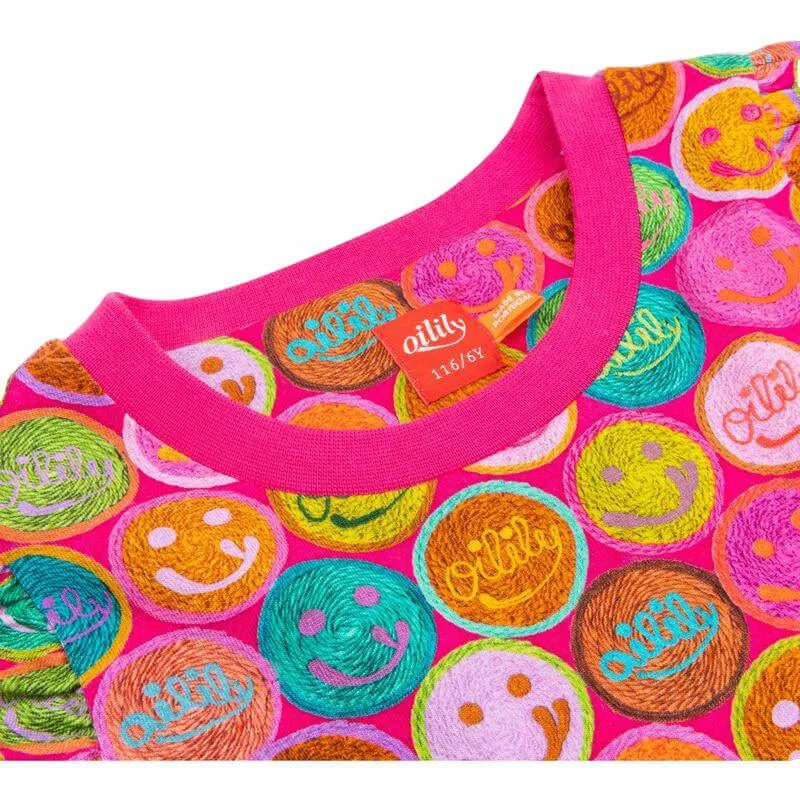 Girls Pink Smiley Logo Dearest Dress