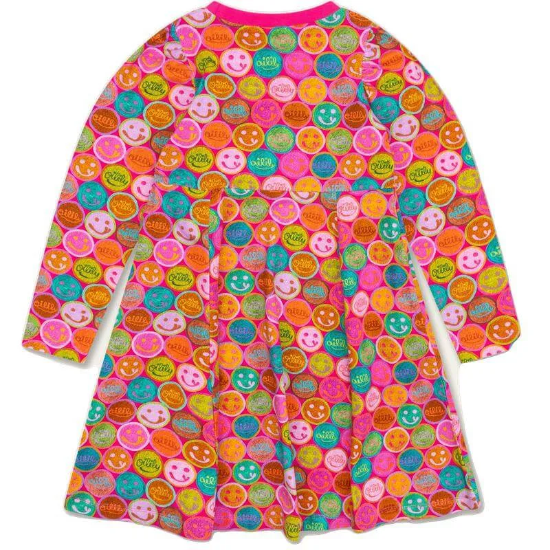 Girls Pink Smiley Logo Dearest Dress