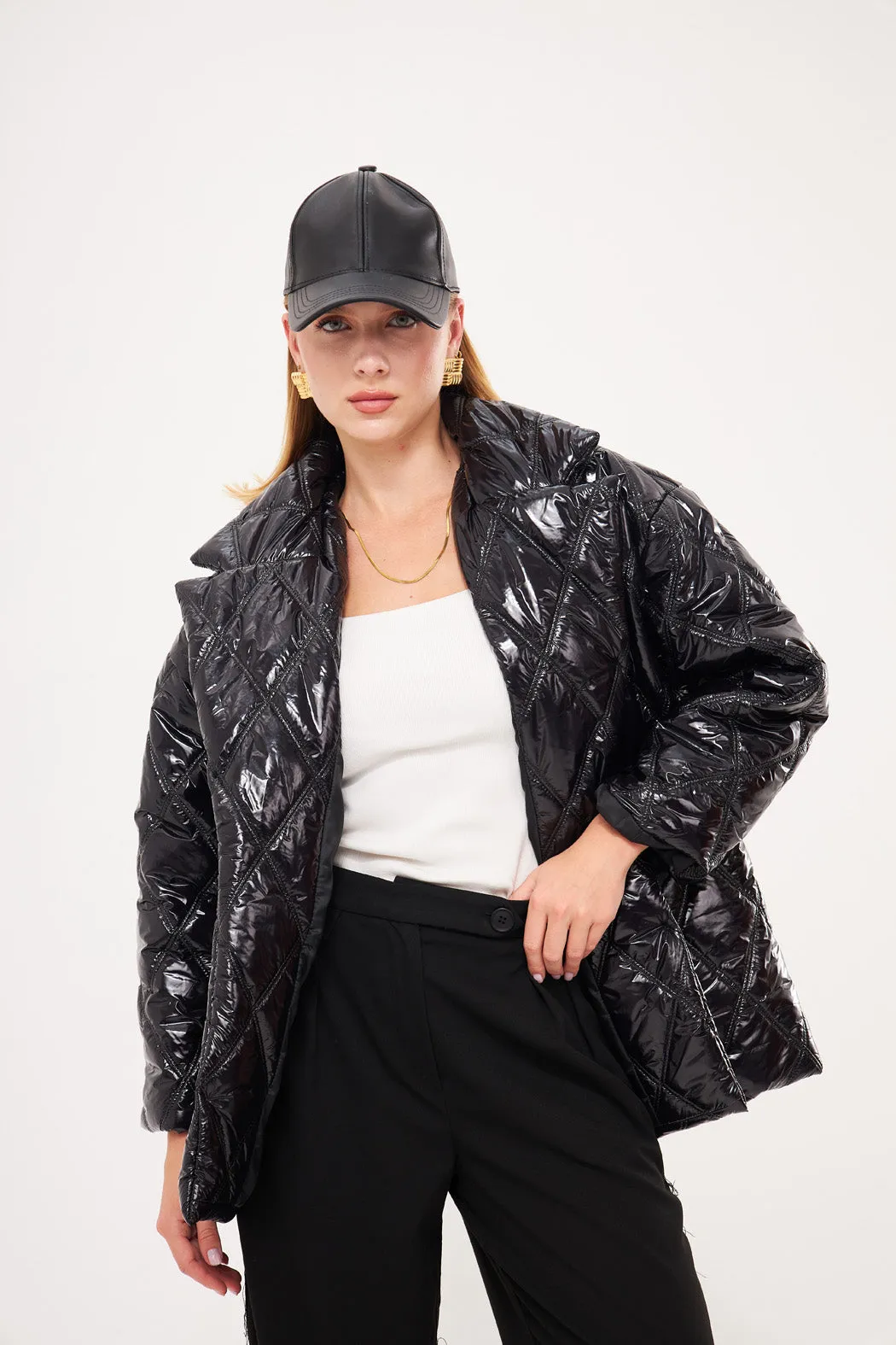 Glossy Quilted Oversized Jacket