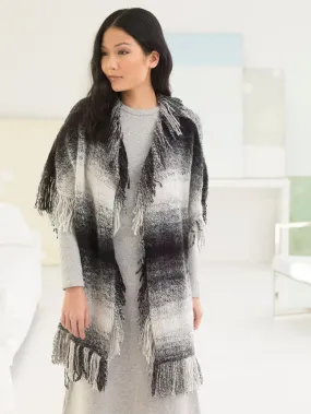 Graphic Fringed Poncho (Knit)