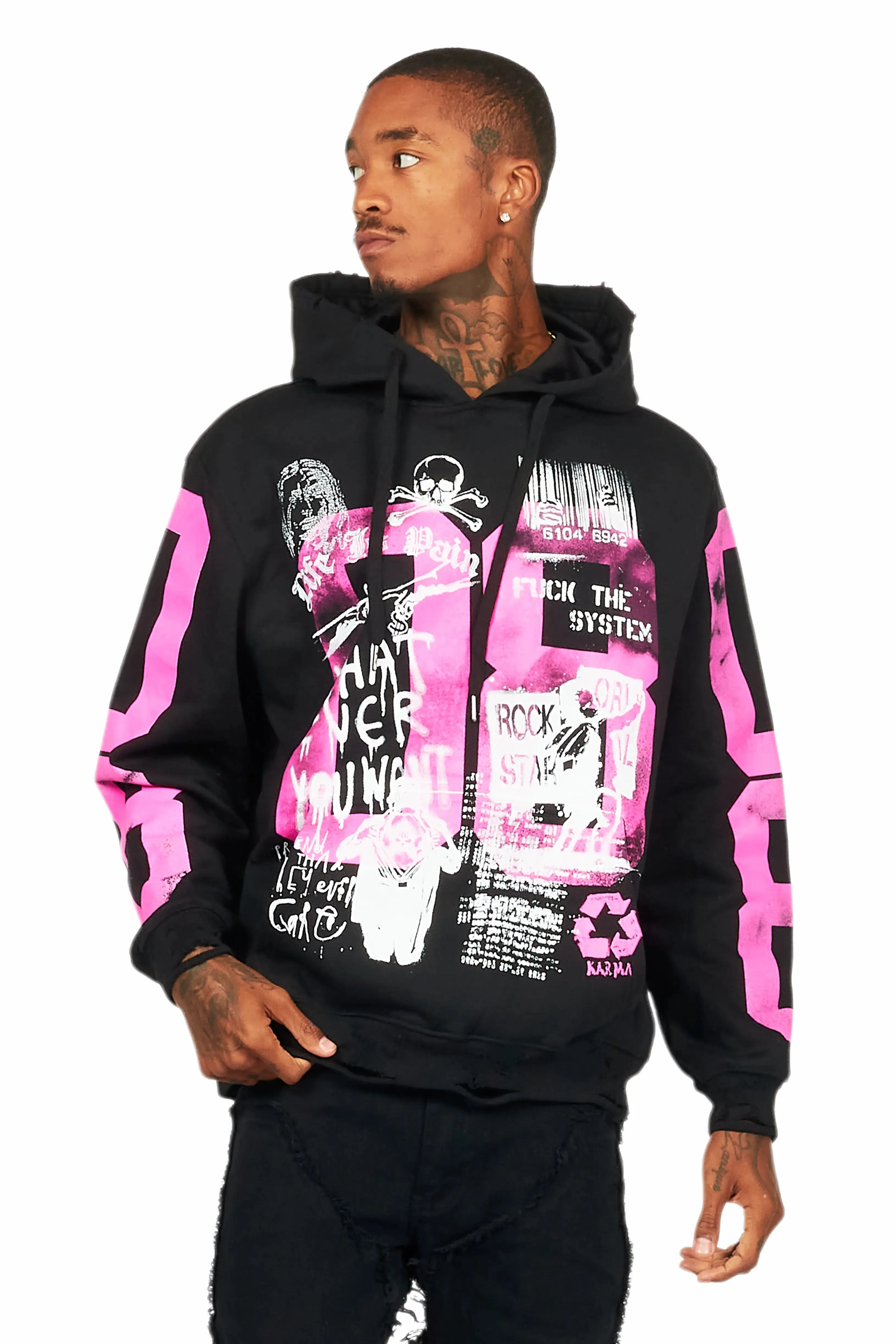 Grill Black/Pink Graphic Hoodie