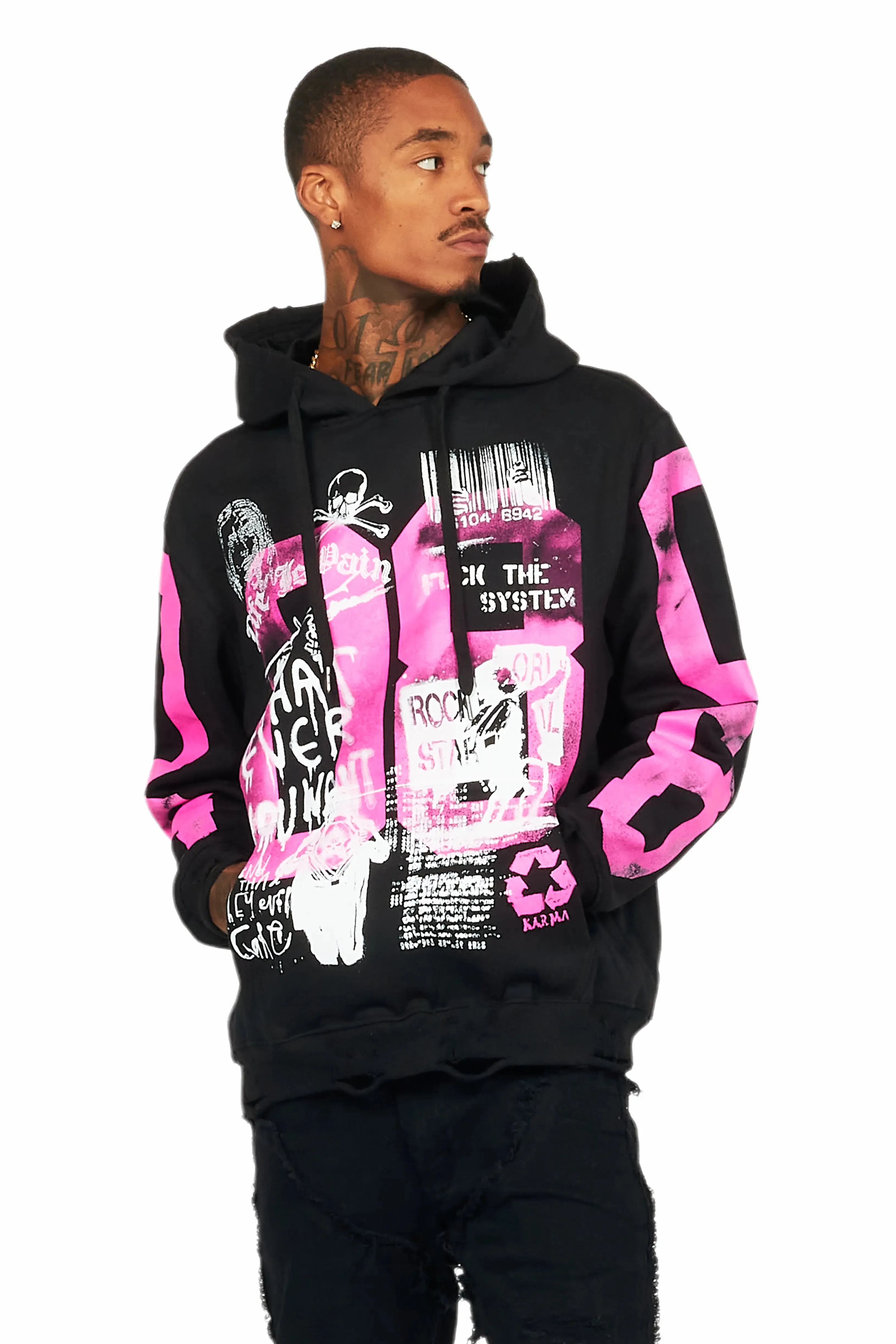 Grill Black/Pink Graphic Hoodie