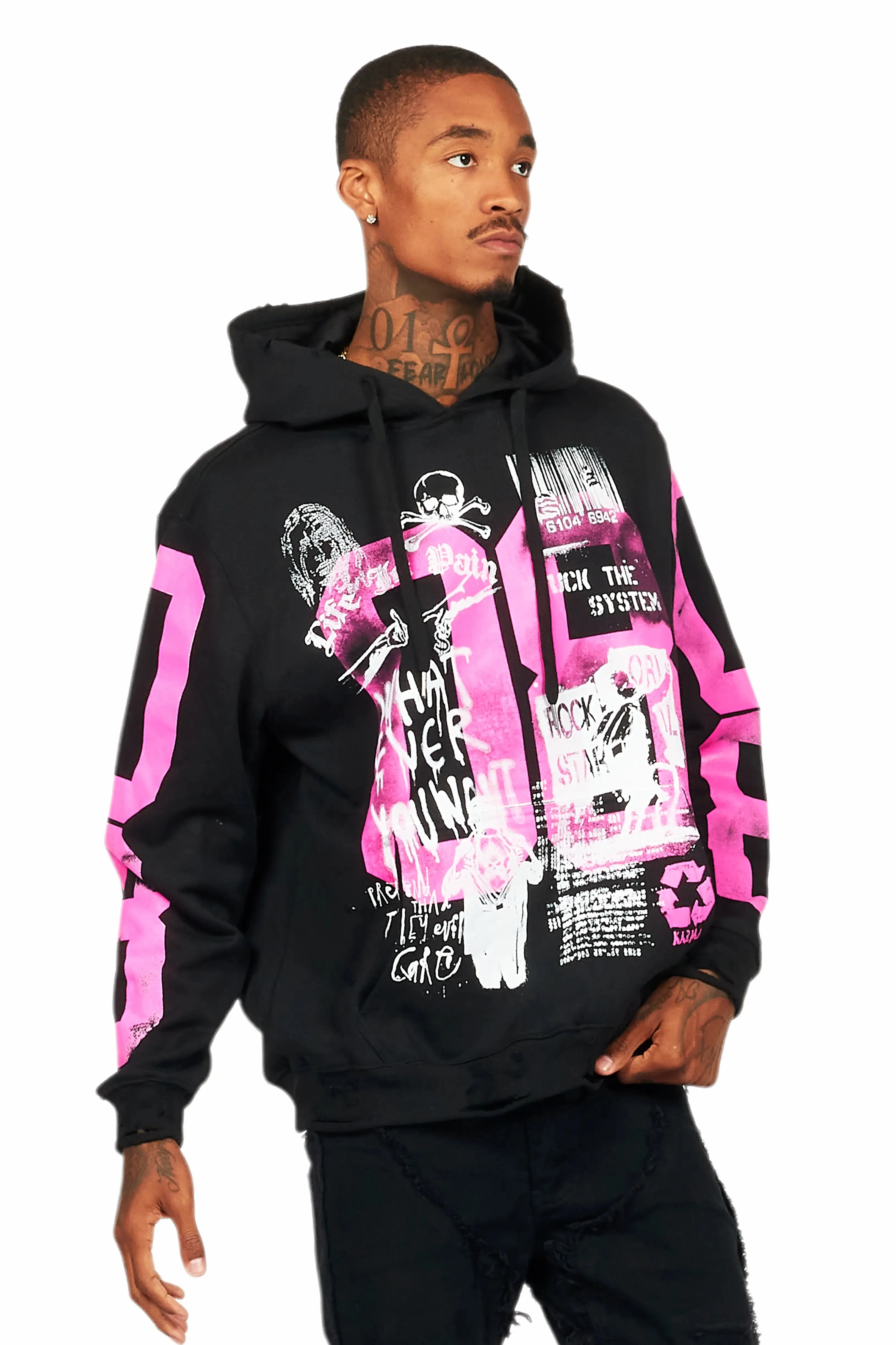 Grill Black/Pink Graphic Hoodie