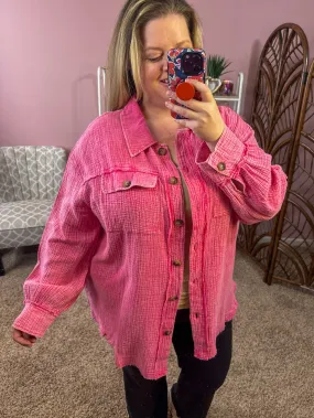 Hello Spring Light Shacket - Pink
