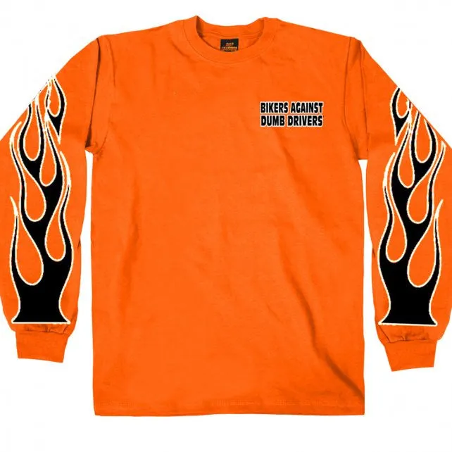 Hot Leathers Bikers Against Dumb Drivers Long Sleeve Neon Safety Shirt