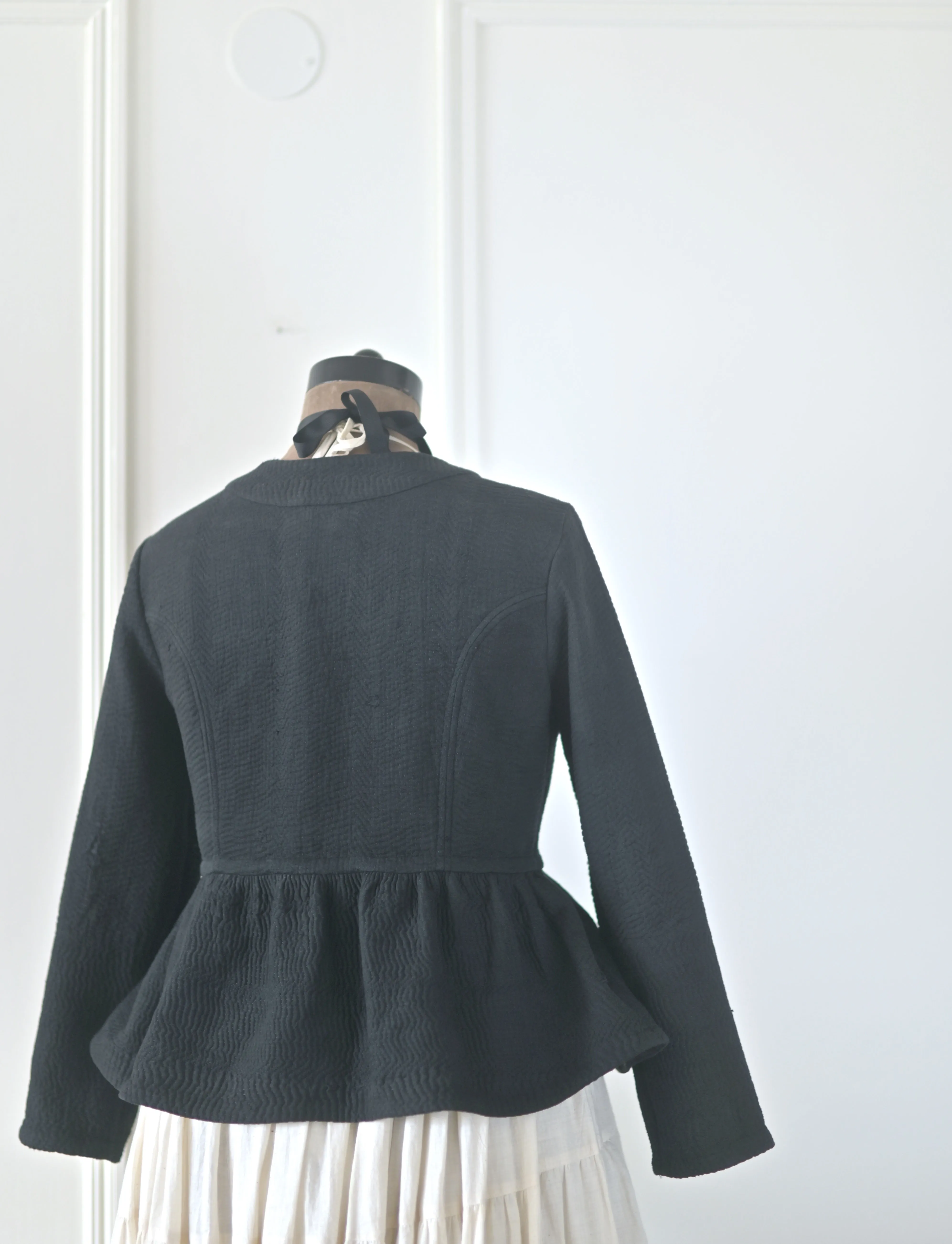 Ingrid, Size Large,  Vintage kantha Peplum Jacket with Hand Embroidery