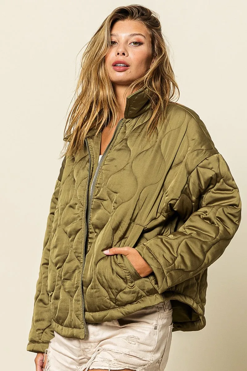 IP8941-01 | QUILTED ZIP UP SOFT COLLARED JACKET