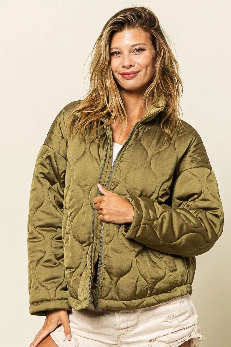 IP8941-01 | QUILTED ZIP UP SOFT COLLARED JACKET