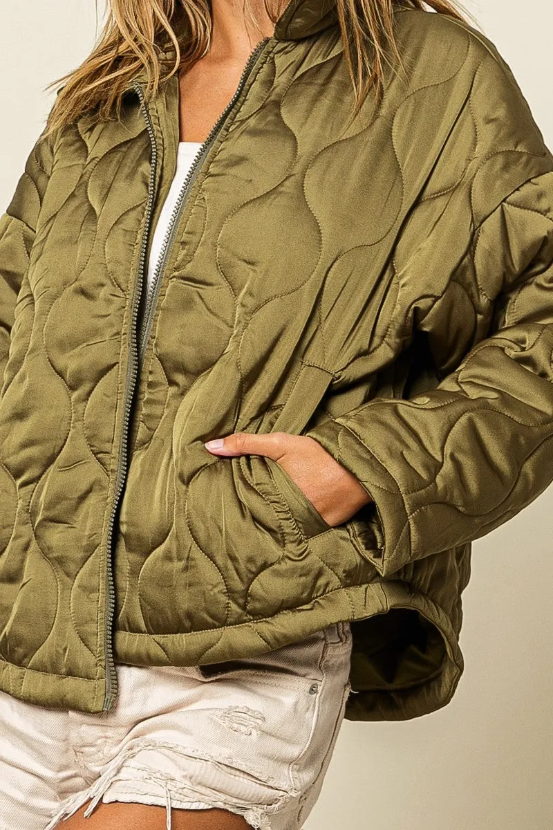 IP8941-01 | QUILTED ZIP UP SOFT COLLARED JACKET