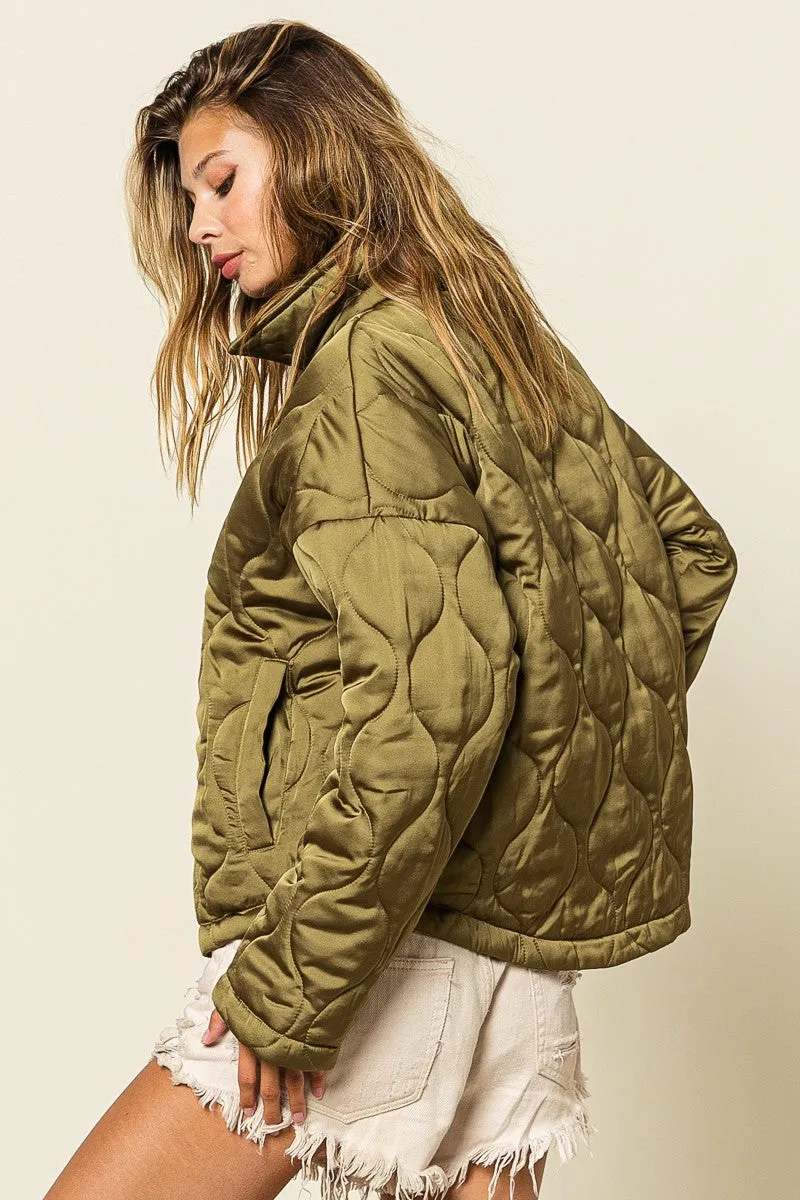 IP8941-01 | QUILTED ZIP UP SOFT COLLARED JACKET