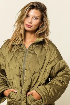 IP8941-01 | QUILTED ZIP UP SOFT COLLARED JACKET
