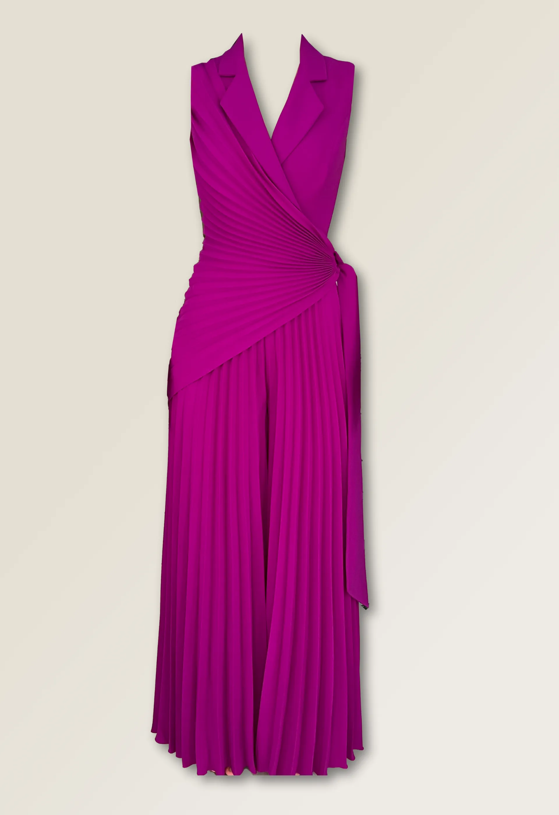 Jumpsuit in pleated crepe in purple