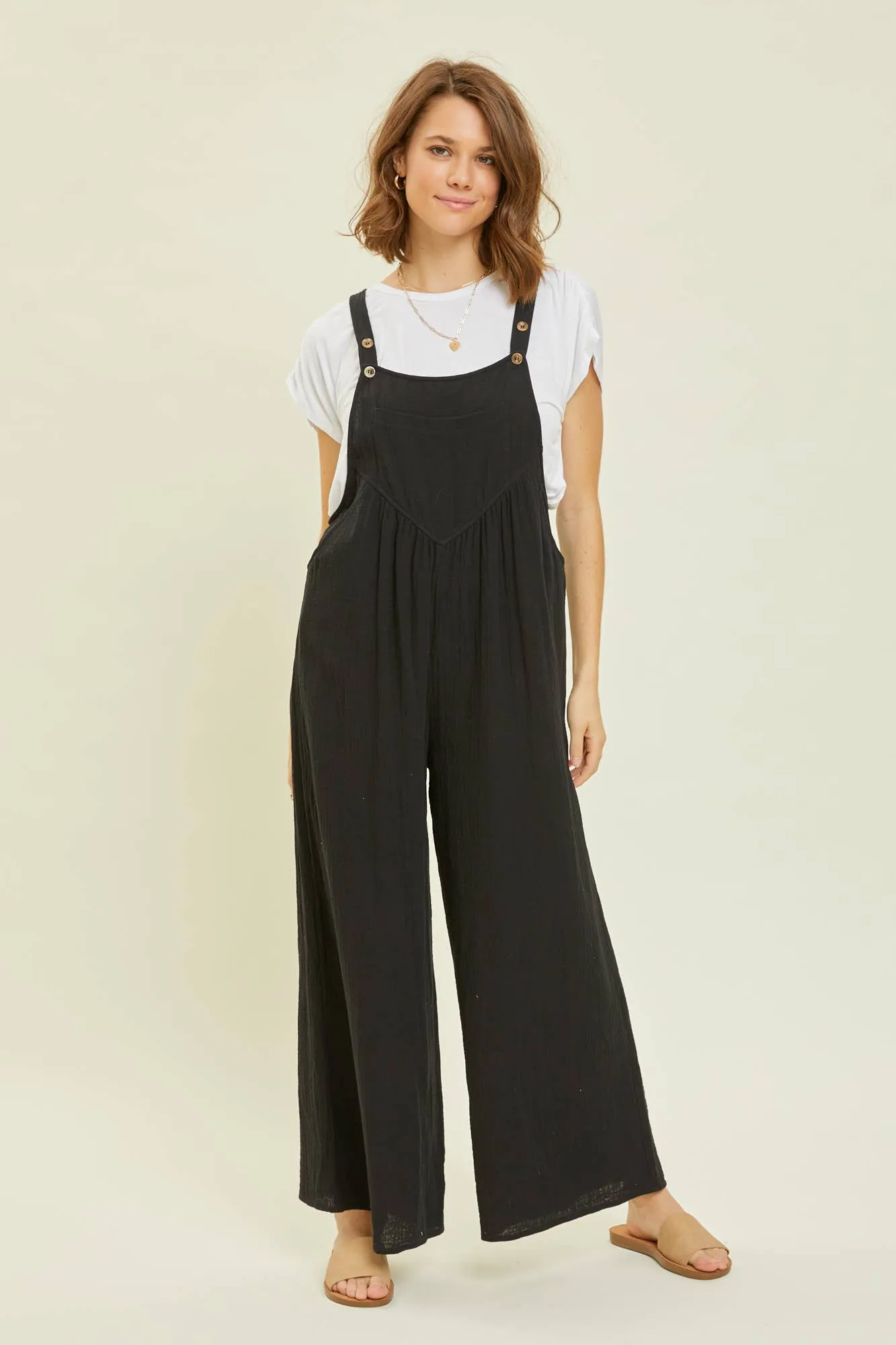 KANGAROO POCKETED WIDE-LEG OVERALL